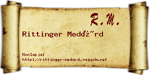Rittinger Medárd névjegykártya